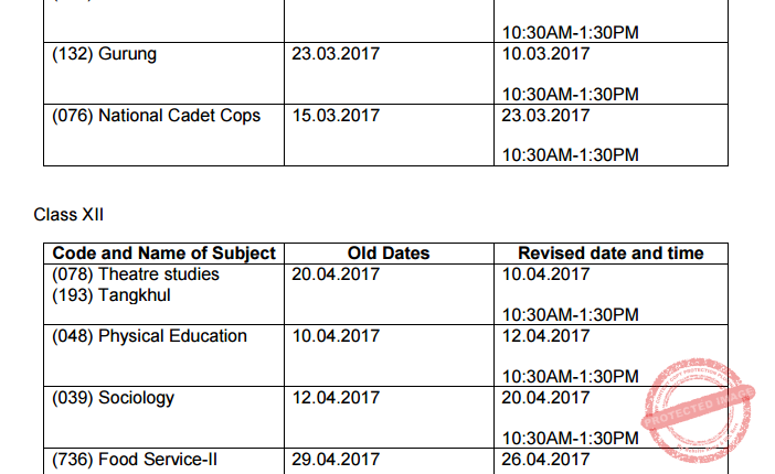 CBSE Revises Class 10 and Class 12 Date Sheet 2017